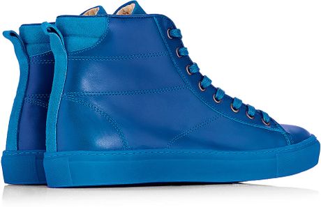 blue leather high tops