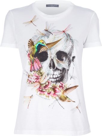 Alexander McQueen Hummingbird Skull Printed Tshirt - Lyst