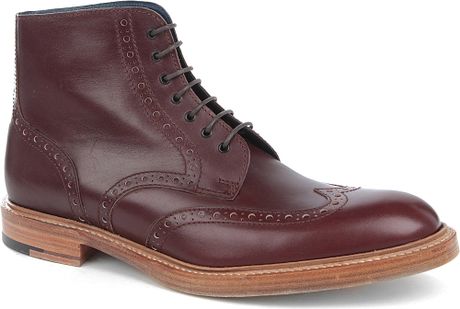 wine brogue boots