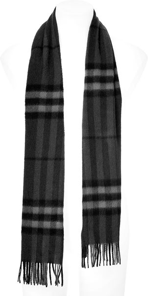 Burberry Cashmere Giant Check Scarf in Dark Charcoal - Lyst