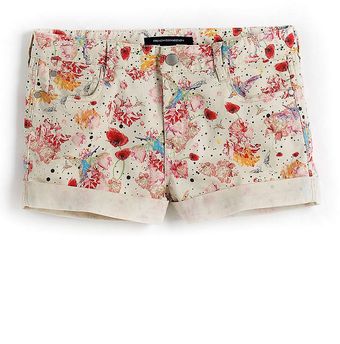 French Connection Printed Denim Shorts - Lyst