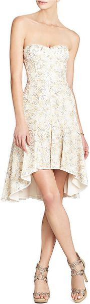 BCBGMAXAZRIA Bryleigh Strapless Sequined Lace Dress - Lyst