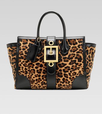 Gucci Lady Buckle Jaguar Print Top Handle Bag - Lyst