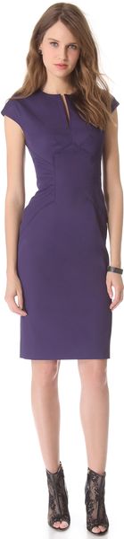 Lela Rose Slit Front Dress with Seaming Detail - Lyst