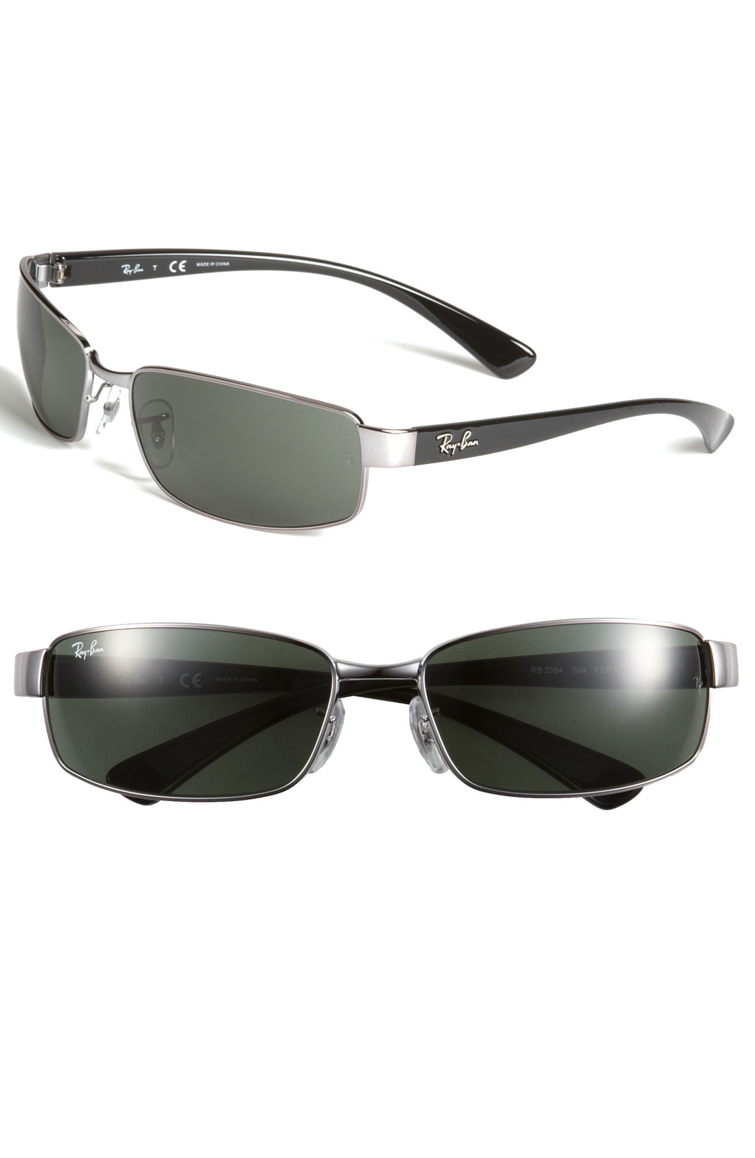 Ray Ban Metal Rectangle 62mm Wrap Sunglasses In Black For Men Black Tiger Lyst 