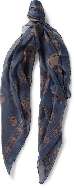 Alexander McQueen Skullprint Silk Scarf - Lyst