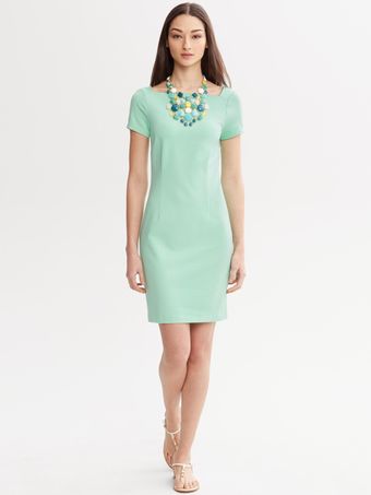 Banana Republic Ponte Knit Square Neck Sheath - Lyst
