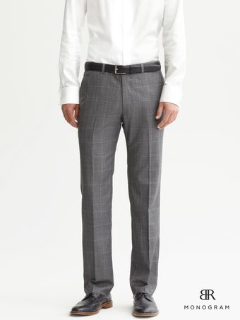 Banana Republic Monogram Grey Windowpane Wool Suit Trouser - Lyst
