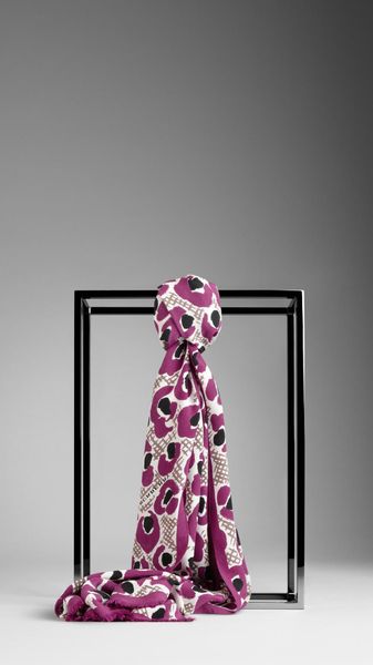 Burberry Animal Floral Print Silk Scarf - Lyst