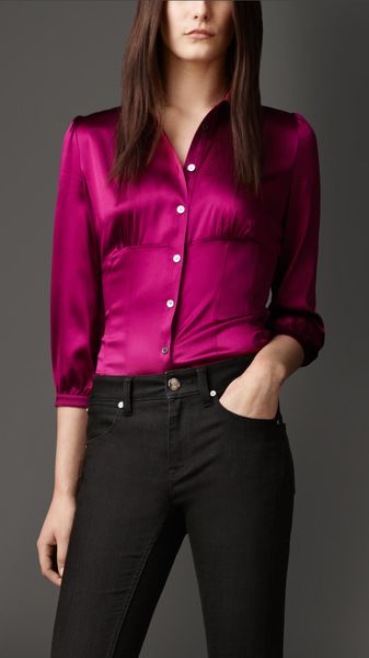 Burberry Fitted Stretchsilk Shirt - Lyst