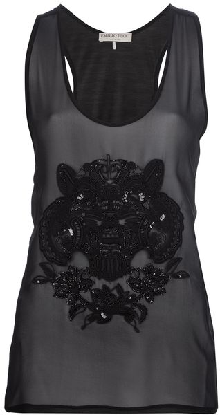 Emilio Pucci Beaded Silk Tank Top - Lyst