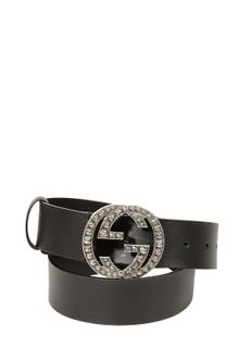 Gucci Leather Belt with Studded Gg Buckle - Lyst