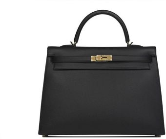 Hermes 35cm Black Epsom Kelly with Gold - Lyst