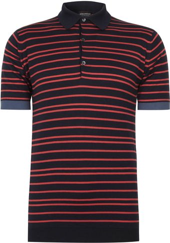 John Smedley Brown Tyrone Striped Polo Shirt - Lyst