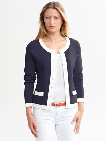 Banana Republic Tipped Sweater Jacket - Lyst