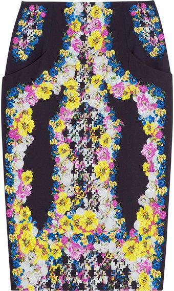 Erdem Frida Printed Silkcrepe Pencil Skirt - Lyst