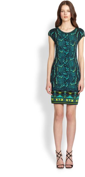 Roberto Cavalli Snakeprint Stretch Jersey Dress - Lyst