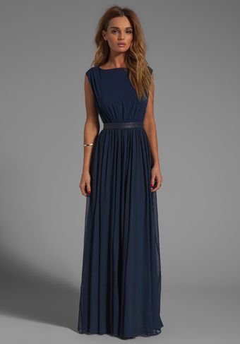 Alice + Olivia Triss Sleeveless Maxi Dress with Leather Trim  - Lyst