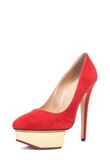 Charlotte Olympia Cindy Pump in Red Suede