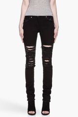 Christopher Kane Black Shredded and Frayed Jeans