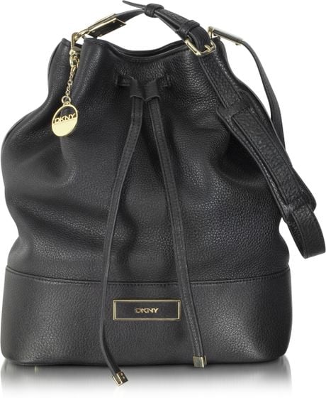 Dkny Black Leather Bucket Bag in Black | Lyst