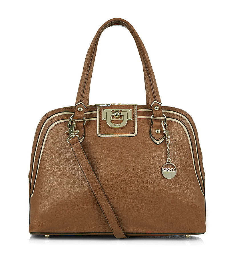 Dkny Vintage Leather Round Satchel in Brown (gold) Lyst