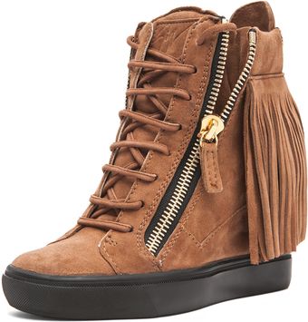 Giuseppe Zanotti Fringe Wedge Sneaker in Cognac - Lyst