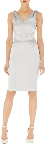 Karen Millen Signature Stretch Satin Pencil Dress - Lyst