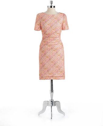 Kay Unger Striped Lace Dress - Lyst