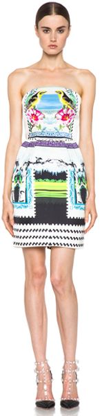 Mary Katrantzou Strapless Dress in Whiteabstract - Lyst