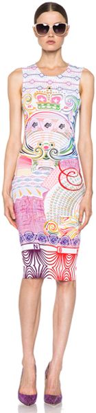 Mary Katrantzou Jersey Sleeveless Dress in Whiteredabstract - Lyst