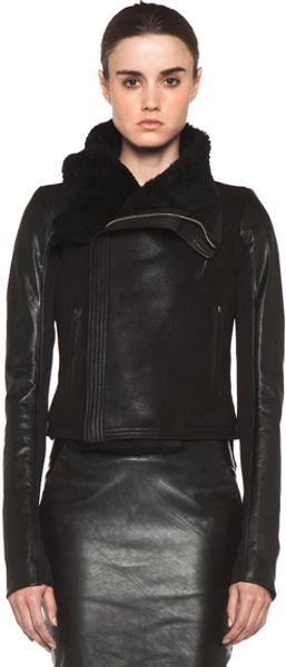Rick Owens Shearling Biker in Black - Lyst