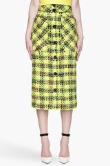 Roksanda Ilincic Chartreuse Soft Tweed Estes Skirt