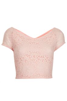 Topshop Tall Lace Crop Top - Lyst