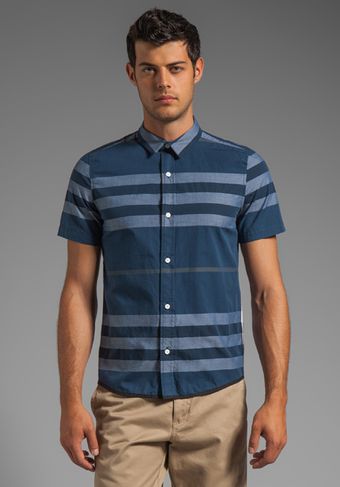 Zak Short Sleeve Plaid Shirt in Navy - Lyst
