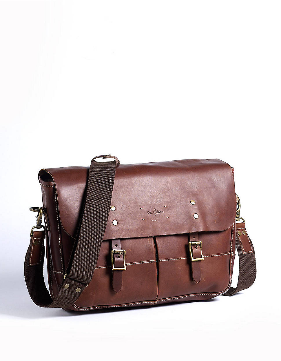 Cole Haan Hermitage Leather Messenger Bag in Brown for Men | Lyst