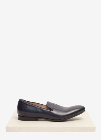 Alexander McQueen Skullembossed Leather Slipons - Lyst