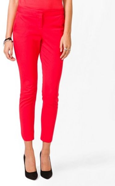 Forever 21 Essential Tulip Ankle Pants in Red (fiery red) - Lyst