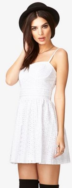 Forever 21 Eyelet Sweetheart Dress in White Forever 21 Eyelet Sweetheart Dress in White