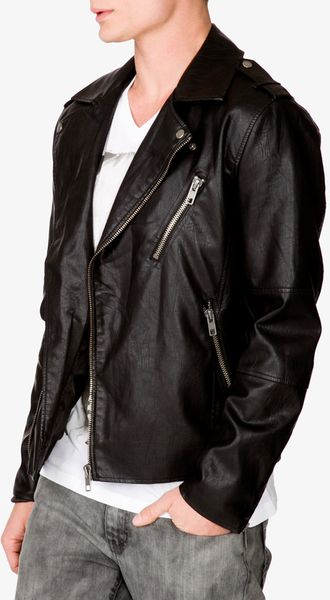 Forever 21 Faux Leather Moto Jacket in Black for Men | Lyst