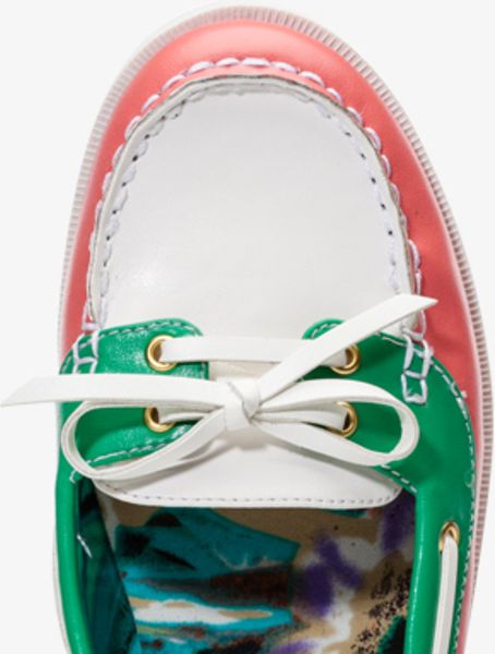 Forever 21 Colorblocked Faux Leather Boat Shoes in Pink (coralgreen ...
