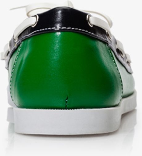 Forever 21 Colorblocked Faux Leather Boat Shoes in Green (greennavy ...