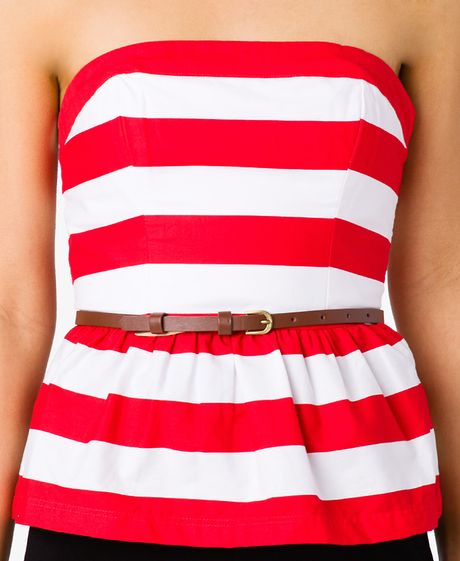 Forever 21 Striped Peplum Tube Top In Red Red White Lyst