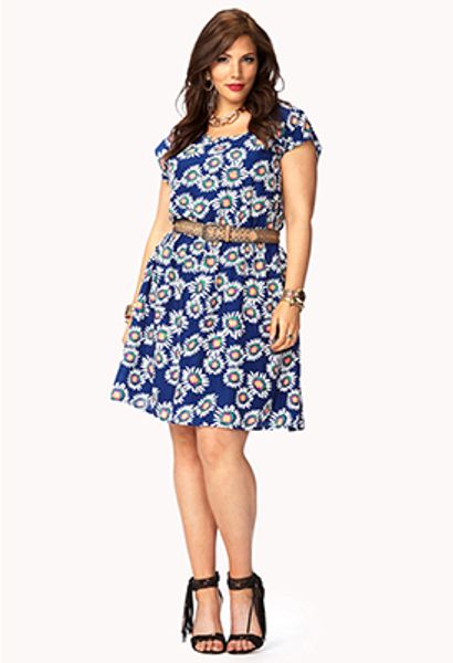 Forever 21 Abstract Floral Dress in Floral (royalwhite)