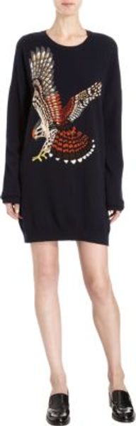 Stella McCartney Intarsia Eagle Knit Tunic Sweater - Lyst