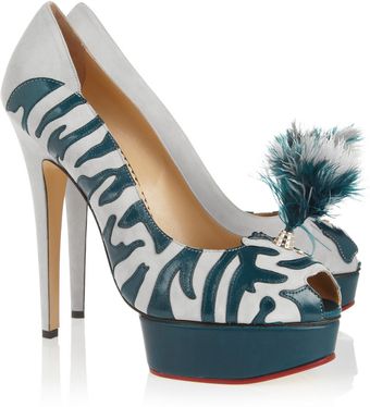 Charlotte Olympia Zelda Suede and Leather Platform Pumps - Lyst