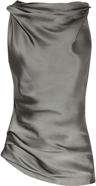 Donna Karan New York Cowlneck Matte Satin and Jersey Top - Lyst