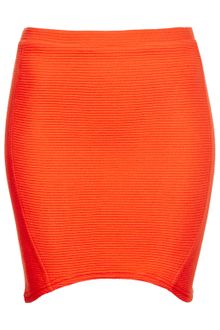 Topshop Ribbed Curved Bodycon Skirt - Lyst