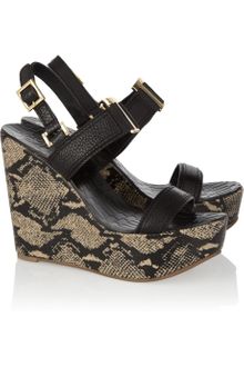 Tory Burch Angeline Textured Leather Wedge Sandals - Lyst