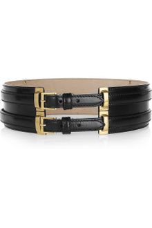 Alexander McQueen Doublebuckle Leather Waist Belt - Lyst